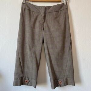 Wet Seal Y2K Tan Low Rise Plaid Knee Capri Slacks Pants